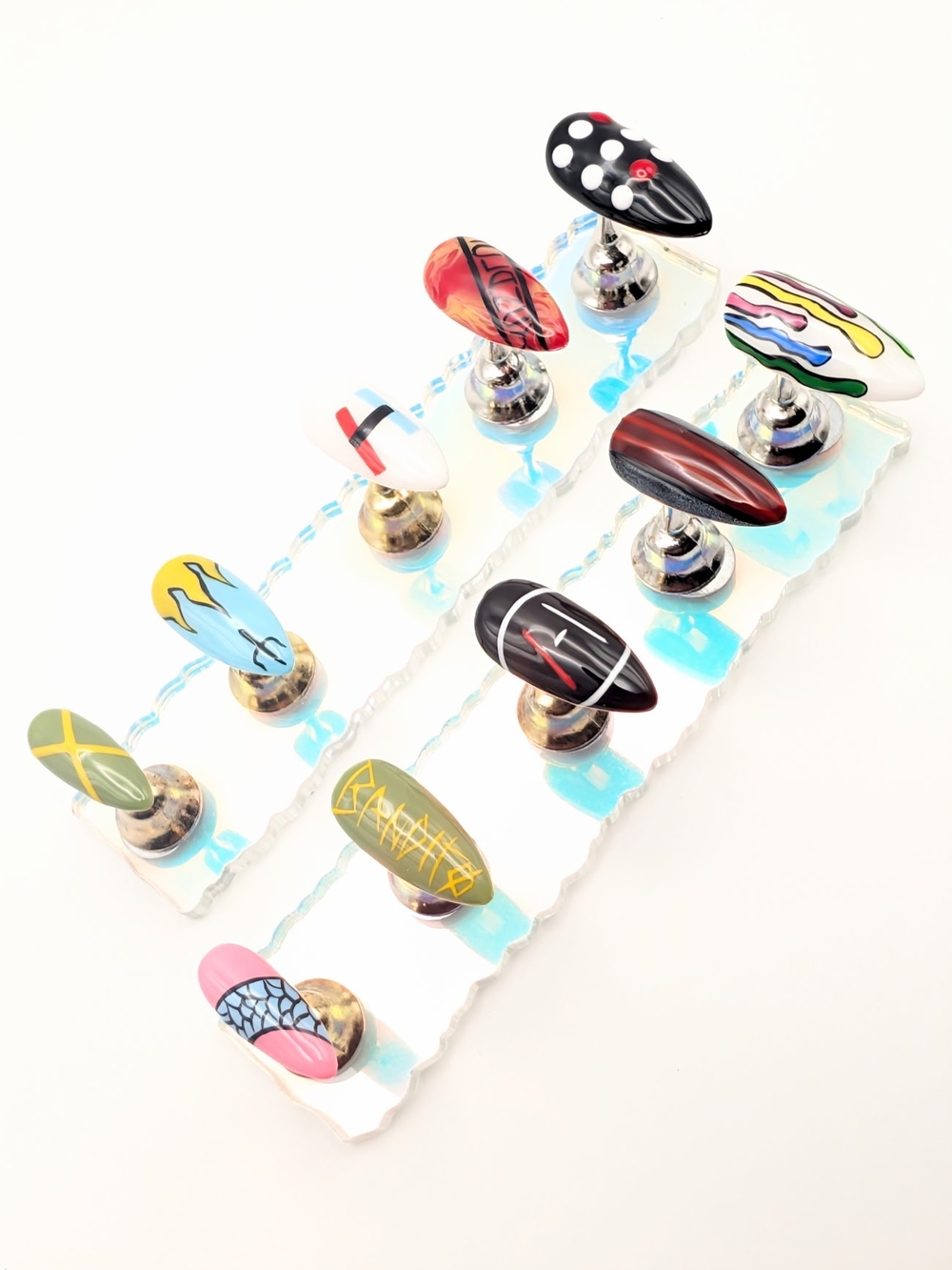Handcrafted Twenty One Pilots Eras Set  Med. Almond Press-On Nails Handmade